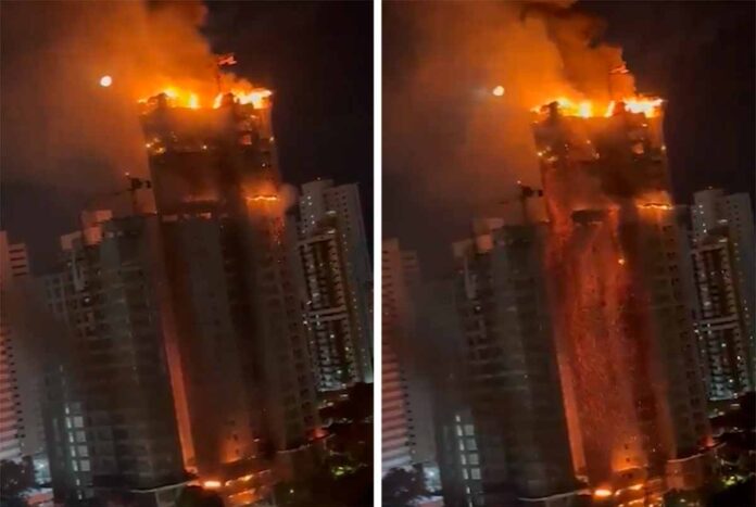 Video: Incendio de Grandes Proporciones Afecta Edificio en Construcción en Brasil